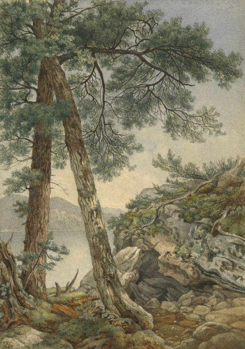 Through the Trees, oil painting by Frederick Frank Durand, depicting a forest with dappled light.