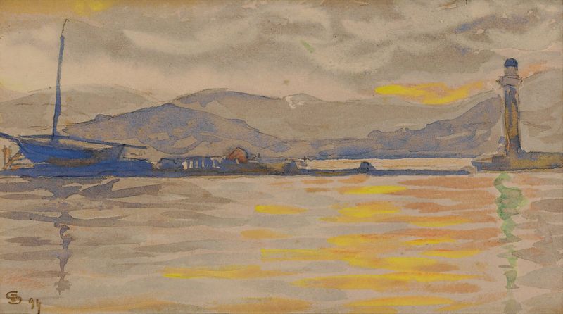 Saint-Tropez, Le Port de Paul Signac, óleo que representa veleros en una escena costera.