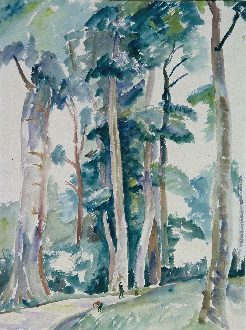 Forest scene with dappled light, oil painting by Franz Blum