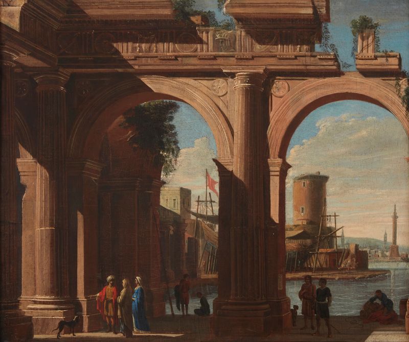 Doric Arcade with Torre di S. Vincenzo, oil painting by Viviano Codazzi