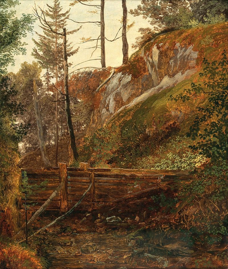 The Weir near Miesenbach, oil on canvas by Friedrich August Matthias Gauermann