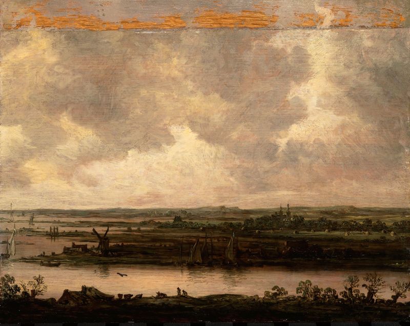 Vista panorámica del río Spaarne y Haarlemmermeer, óleo sobre lienzo de Jan van Goyen