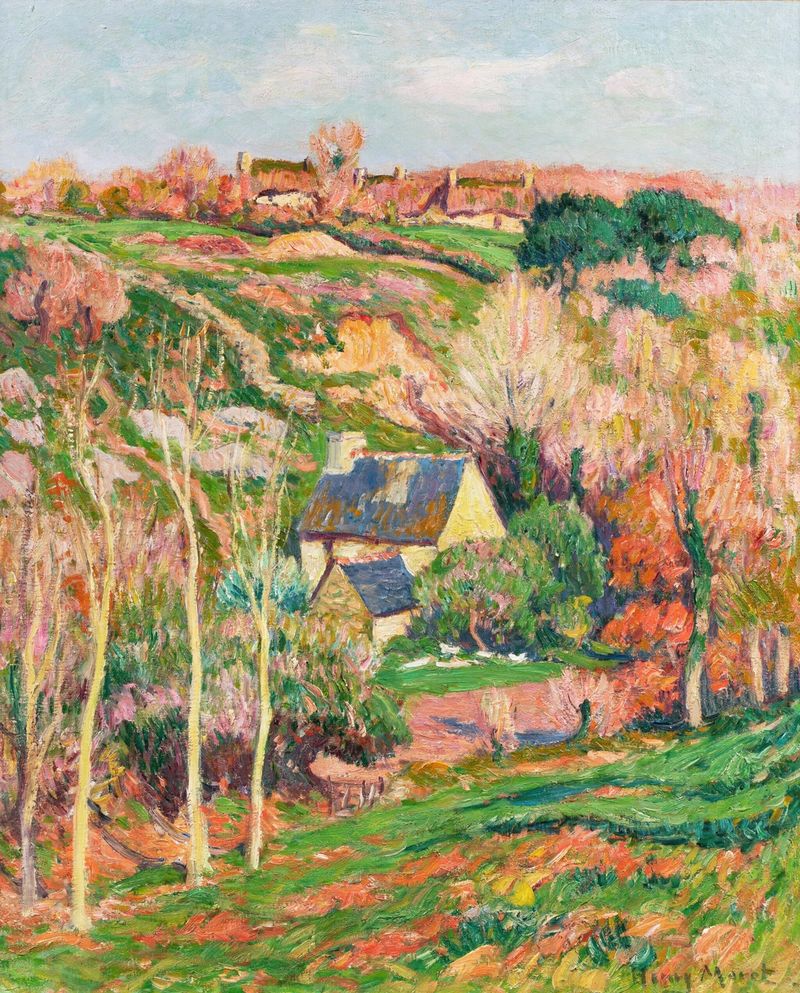 Landscape of fields in Brittany by Henry Moret, oil painting