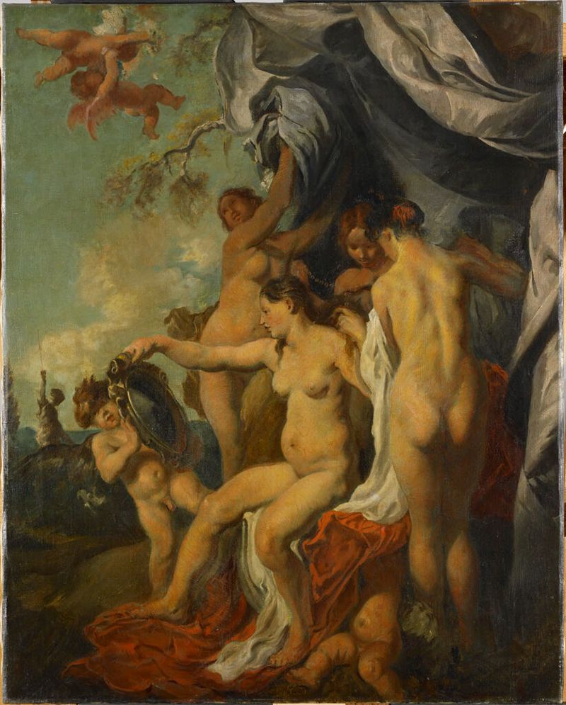 Vênus em tecidos suaves, óleo sobre tela de Carl Peter Teigen