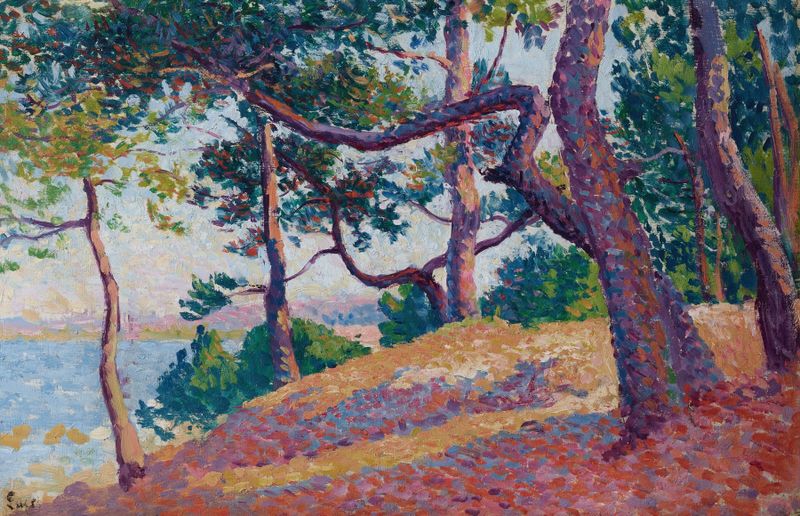 Paisagem de Saint-Tropez por Maximilien Luce, óleo sobre tela