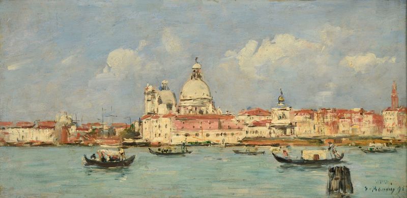Cena marinha com um canal em Veneza, pintura a óleo de Eugène Boudin