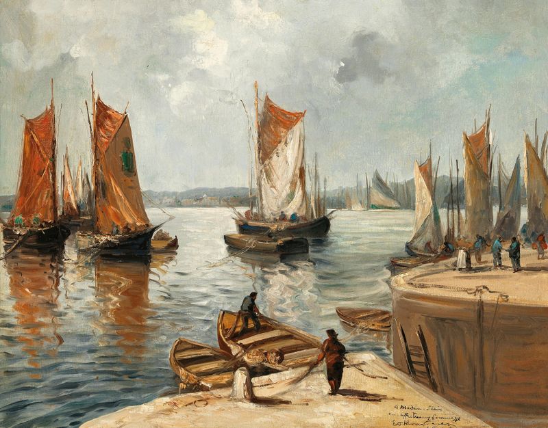 Marine scene with vibrant blue and green strokes by Emile Othon Friesz, oil painting