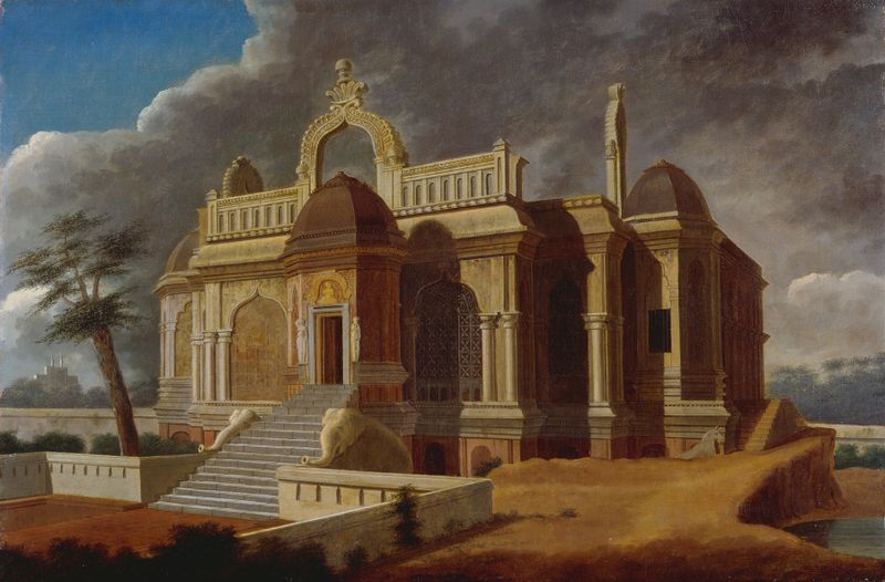 Mausoleum with Stone Elephants by Francis Swain Ward, depicting stone elephants and a mausoleum in an unknown medium.