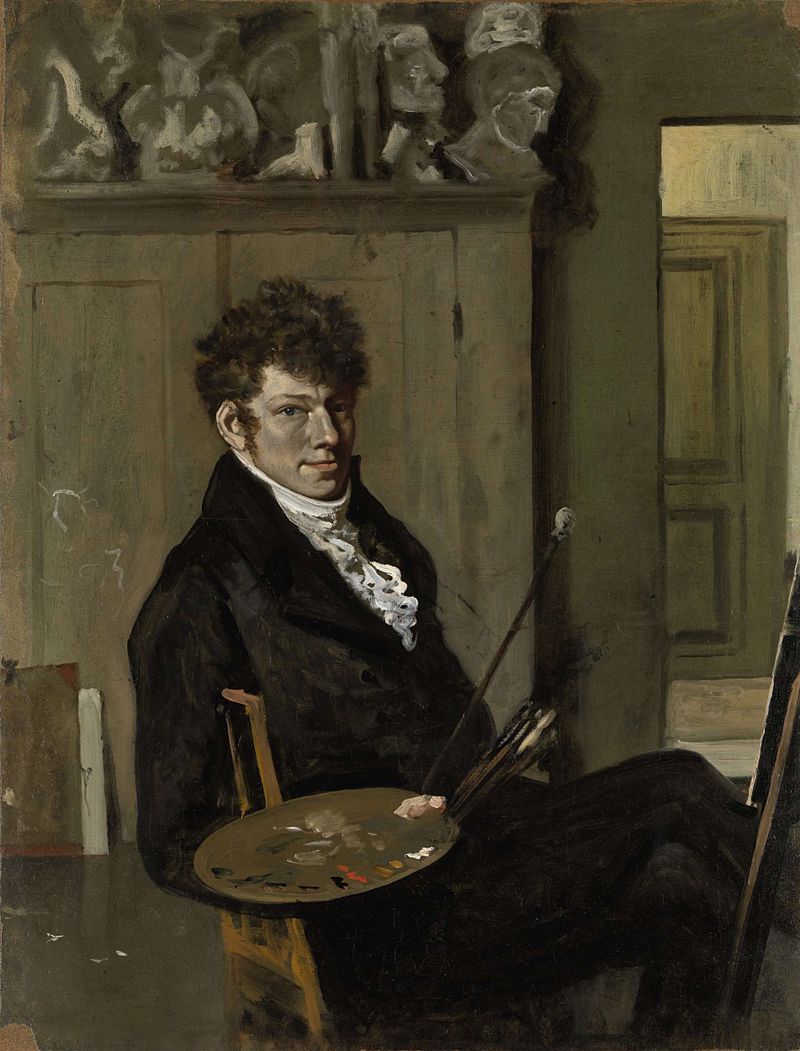 Self-portrait by Wouter Johannes van Troostwijk, oil painting, featuring the artist in his atelier
