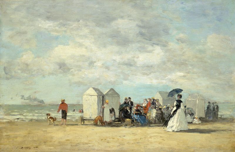 Escena marina al amanecer, pintura al óleo de Eugène Boudin