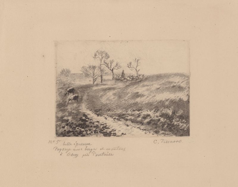 Paysage avec berger et moutons à Osny près Pontoise, óleo sobre tela de Camille Pissarro
