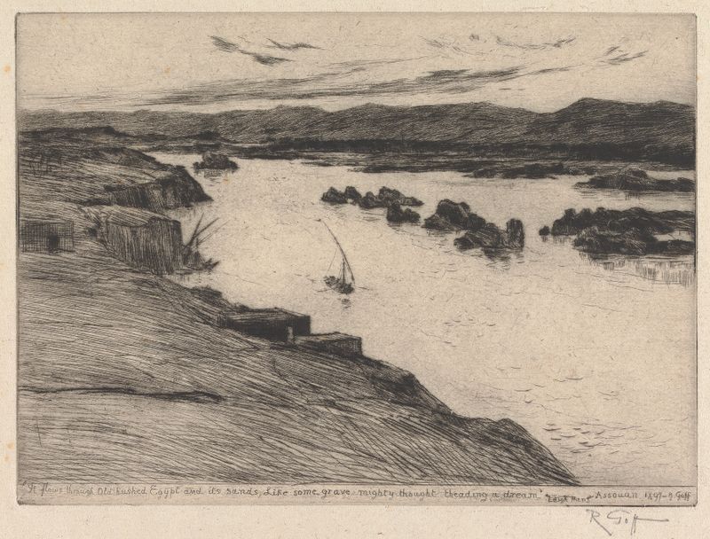 Landscape of the Nile River by Robert Charles Goff, oil painting