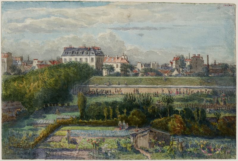 Paisagem com um portão e jardim de Félix Brard, 1895, Impressionismo