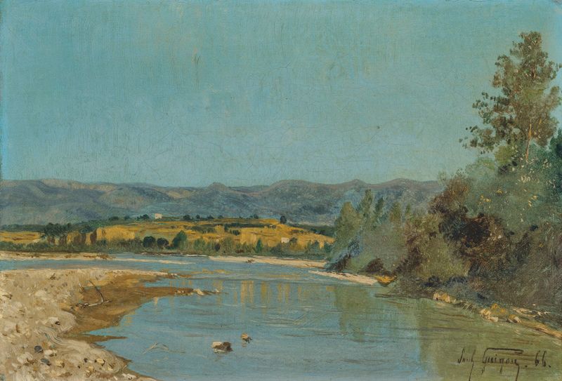 Les Bords de la Durance à Puyvert by Paul-Camille Guigou, impressionism, landscape painting