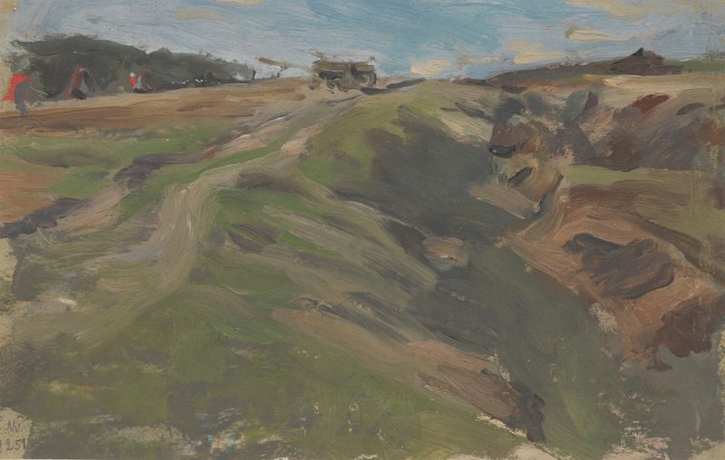 Landscape with a road among fields by Johannes Graf, oil painting