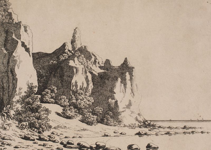Vista da paisagem de Sommerspiret, Møen de Søren L. Lange, óleo sobre tela
