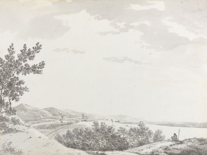 Landscape in ink on paper by William Hodges
