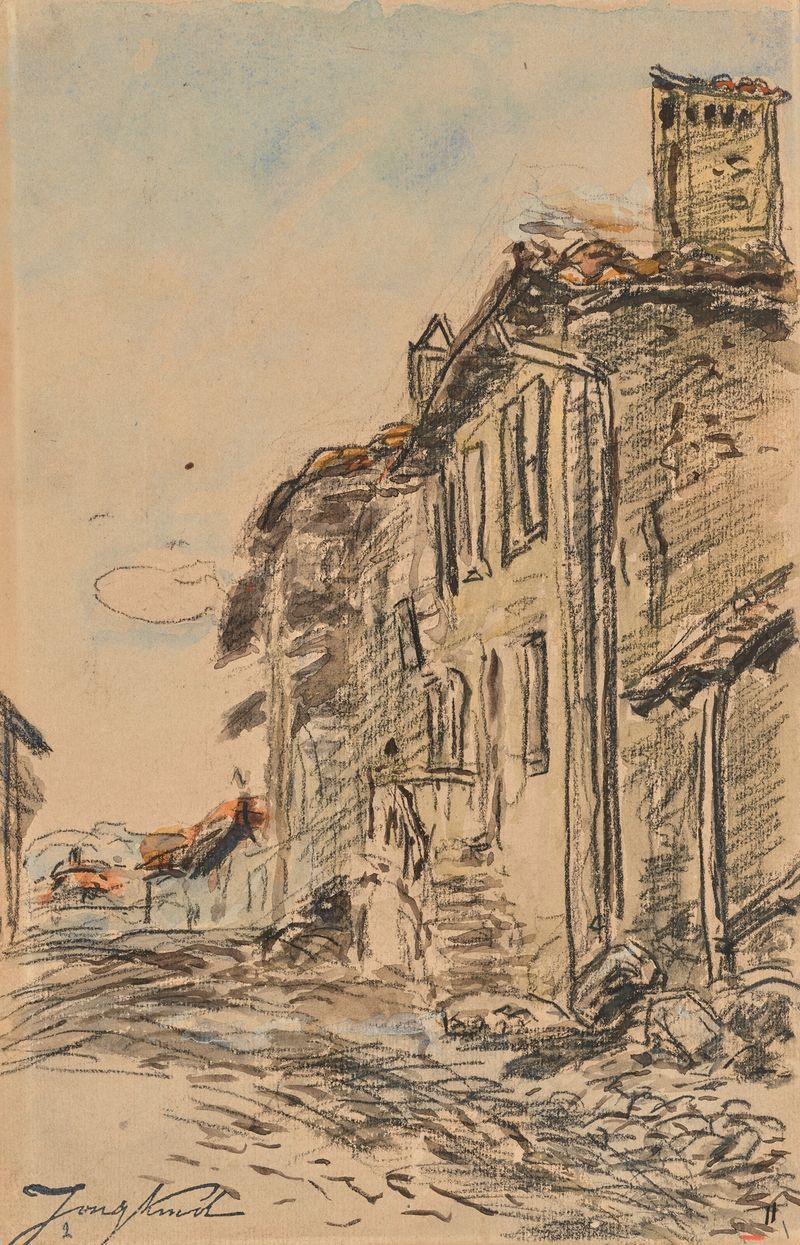 Rue à La Côte-Saint-André, óleo sobre lienzo de Johan Barthold Jongkind