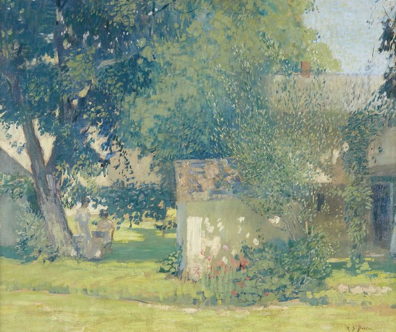 Paisagem de The Carroll Price Farm de Rae Sloan Bredin, óleo sobre tela