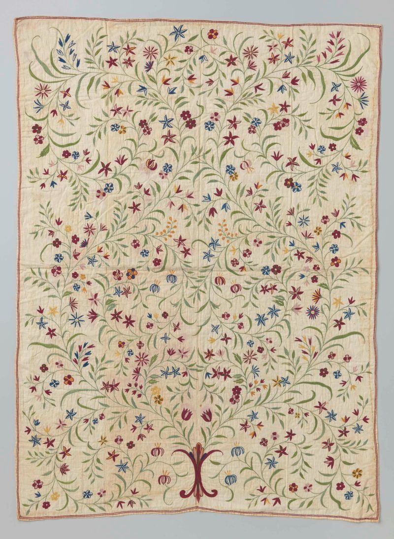 Textil victoriano con bordado colorido, c. 1800 - c. 1899