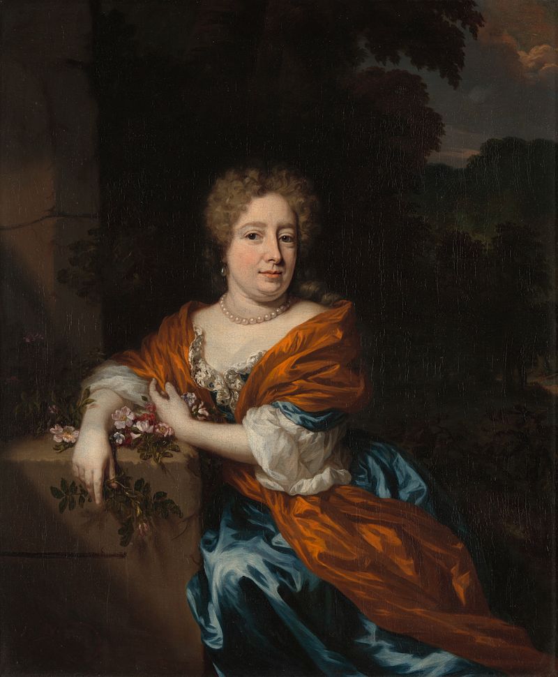 Portrait of Petronella Dunois by Nicolaes Maes, oil on canvas, featuring a woman with a dolls' house