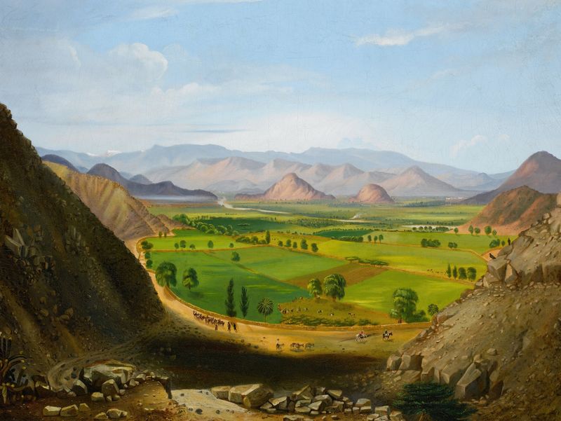 Vista de paisagem do Peru por Cyrenius Hall, meio desconhecido