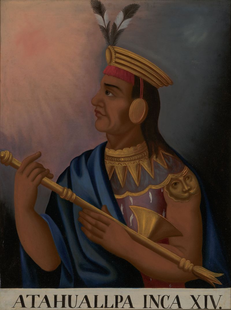 Retrato de Atahualpa, óleo sobre lienzo de un artista no identificado