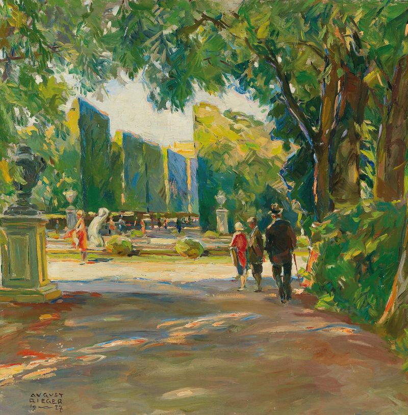 Landscape of Schönbrunn Palace park, oil on canvas by August Rieger