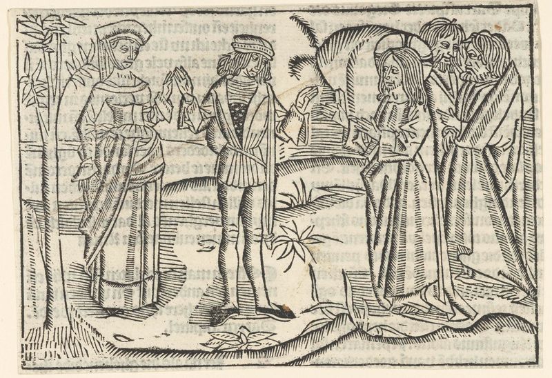 Religious paper artwork by Master of Delft depicting Christ with a golden halo