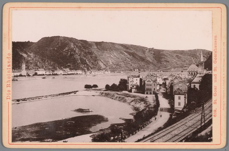 Pintura a óleo de paisagem por Unknown Artist representando Sankt Goar e o Reno