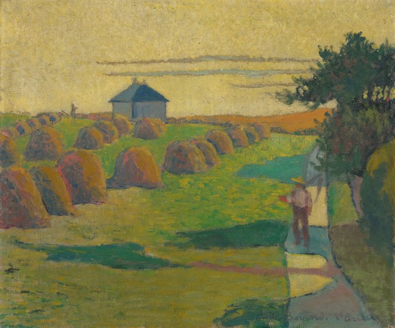 Saint-Briac, oil on canvas by Emile Bernard depicting a coastal landscape with rich hues.