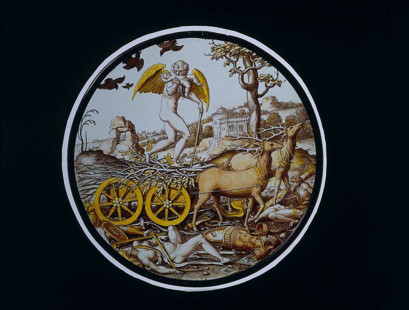 El Triunfo del Tiempo, obra en plomo de artista desconocido, que representa a Tiempo personificado con una guadaña y figur...