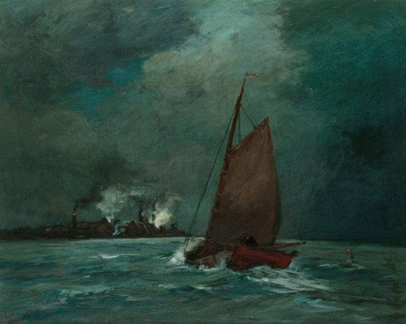 Paisagem de Prince’s Bay, Staten Island por Frederick W. Kost, pintura a óleo