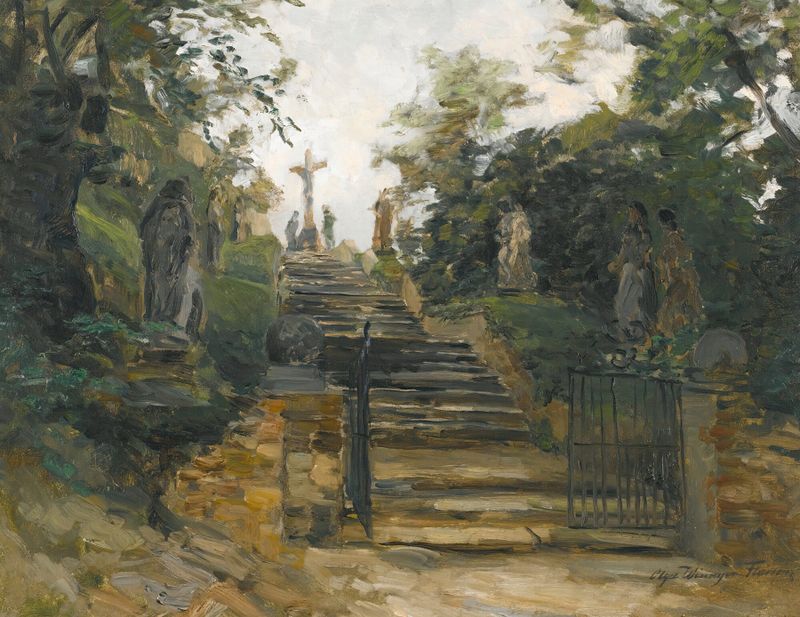 Landscape of The Bisamberg Near Vienna by Olga Wisinger-Florian, oil painting