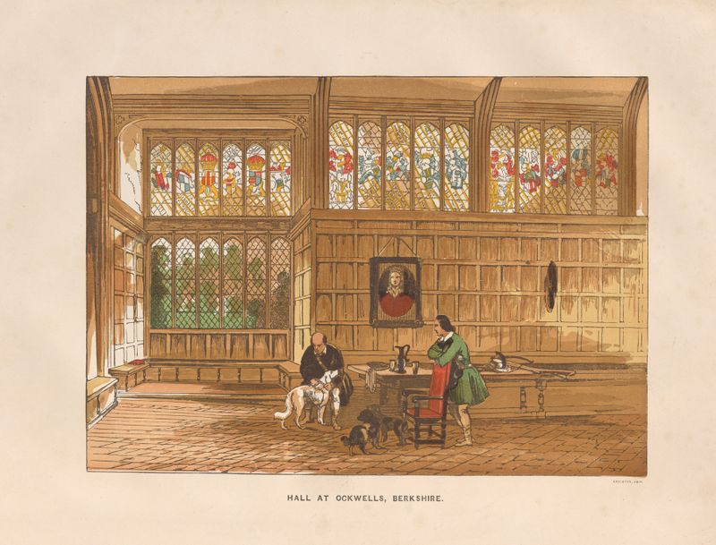 Interior do Hall em Ockwells Manor-House, óleo sobre tela de Charles Knight