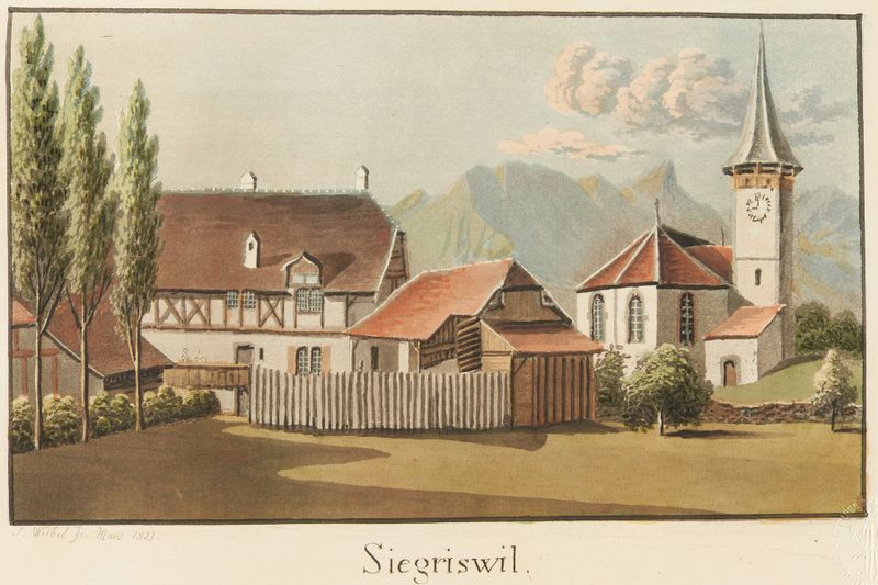 Paisaje óleo de Jakob Samuel Weibel con intrincados patrones de luz y sombra.