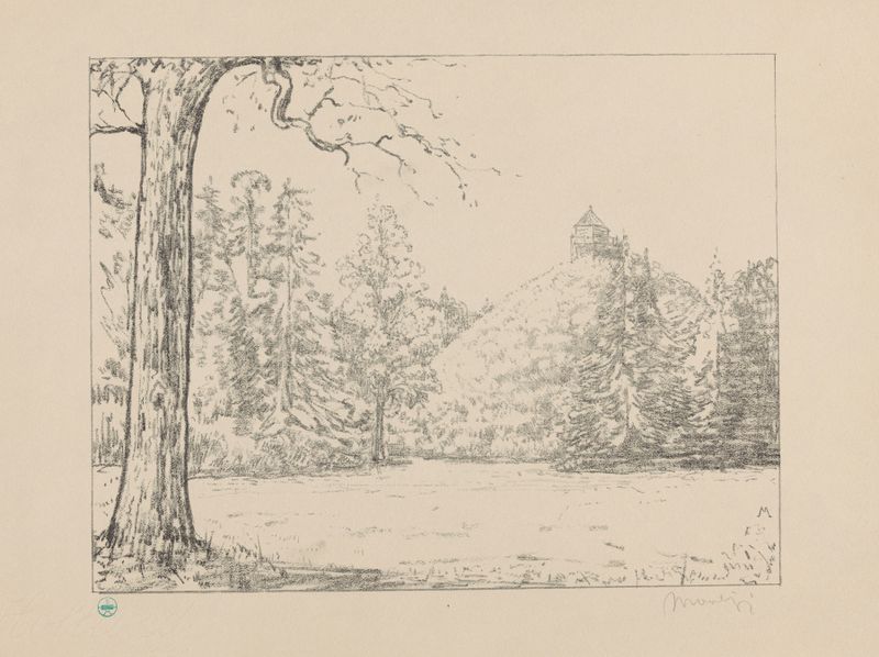 Paisaje con lilas, óleo sobre lienzo de Simon Moulijn