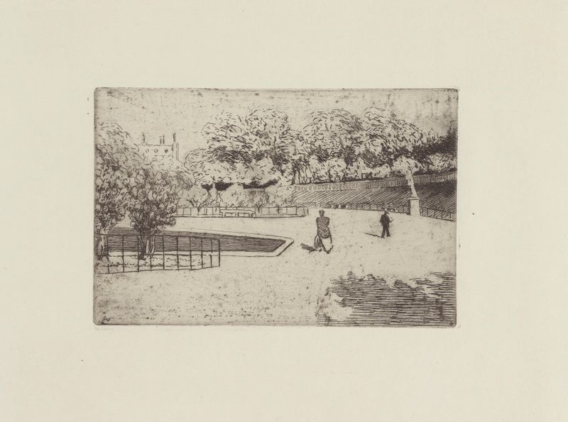 Le bassin du Luxembourg by Félix Vallotton, oil painting depicting a serene landscape with reflective waters.