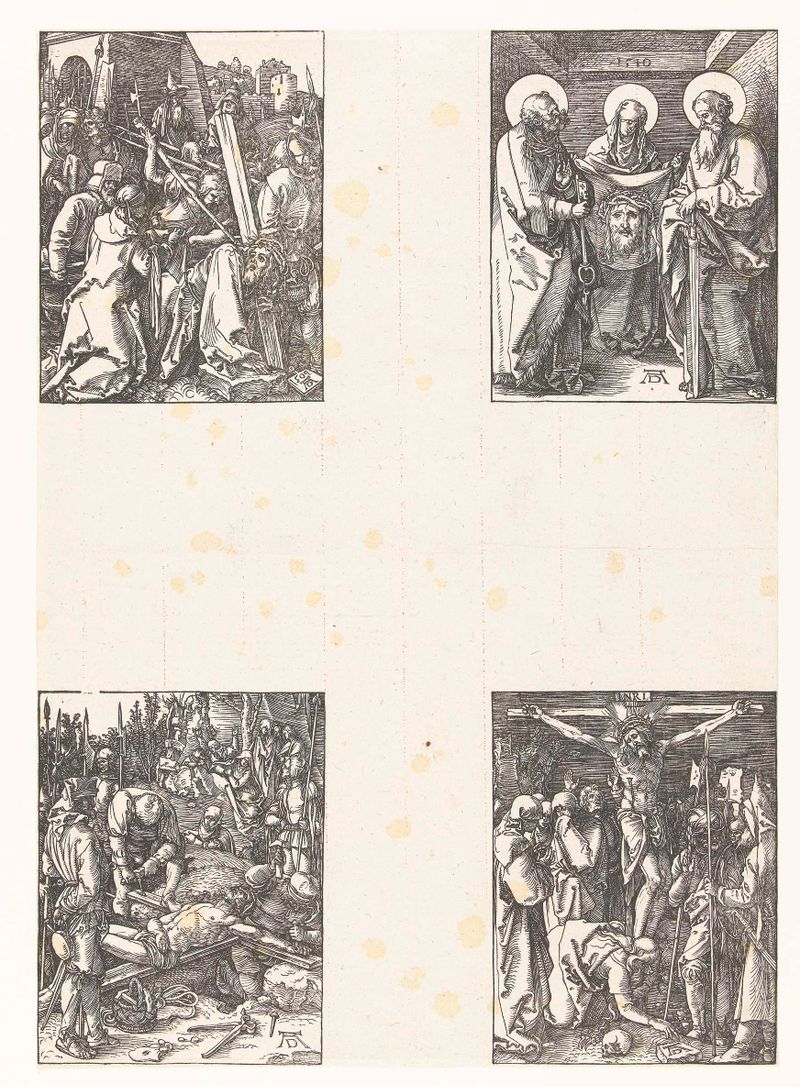 Kruisdraging, Veronica met de zweetdoek by Albrecht Dürer, paper artwork depicting Veronica holding the sweat cloth.