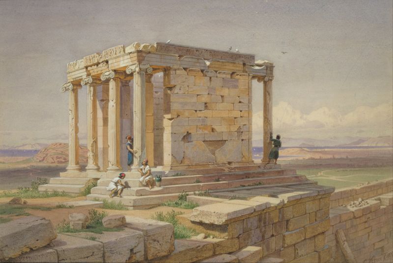 Neoclassical architecture of The Temple of Athena Nike by Carl Friedrich Heinrich Werner