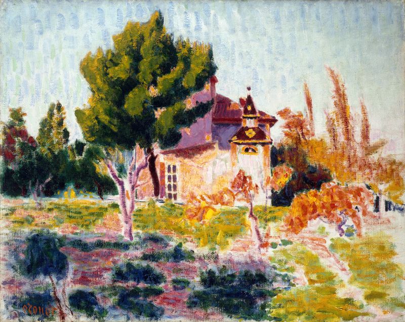 La Rose du Ciel, Cassis de Roderic O'Conor, óleo sobre lienzo que representa nubes vibrantes del crepúsculo.