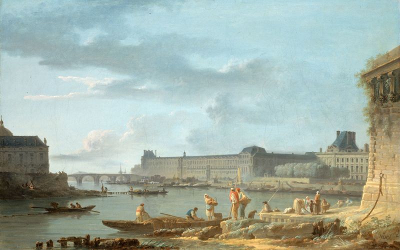 Le Pont Royal et le Louvre, oil on canvas by Alexandre-Jean Noël