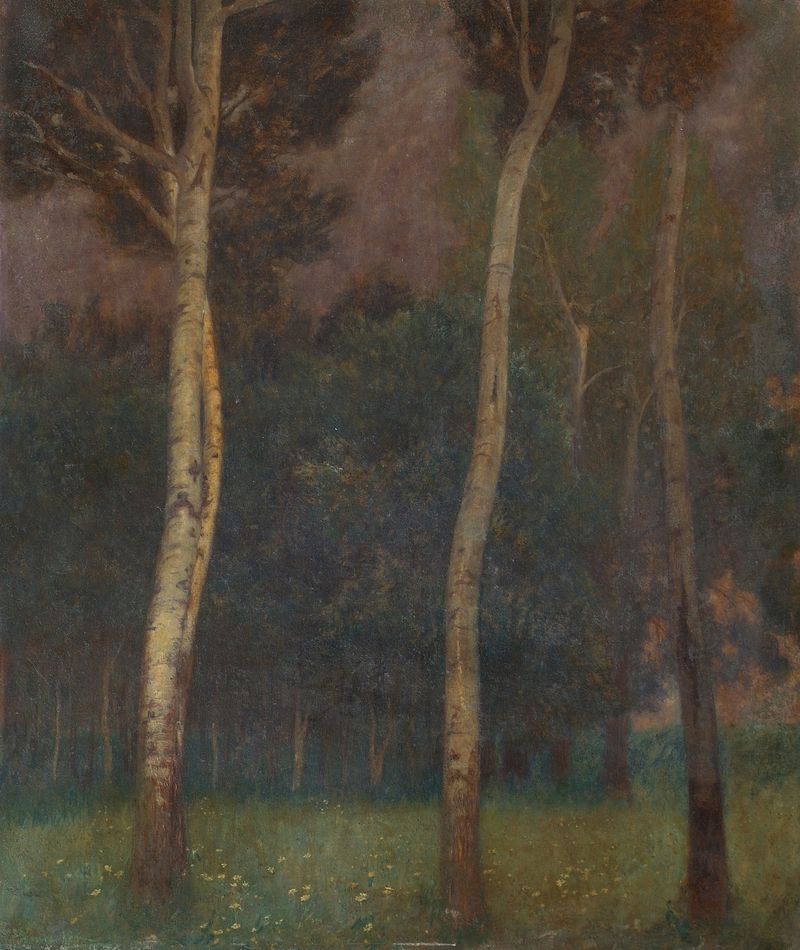 Niederösterreichische Baumlandschaft by Eduard Ameseder, impressionism, landscape with trees and light.