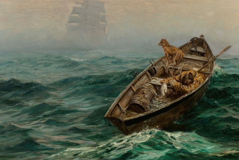 Paisaje con luz solar y nubes, óleo sobre lienzo de Anton Otto Fischer