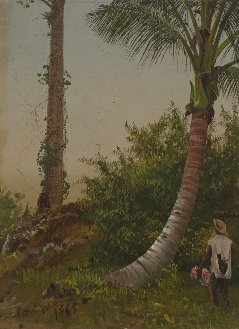 Follaje exuberante y árboles en Árboles en Jamaica, Indias Occidentales, óleo sobre lienzo de Frederic Edwin Church