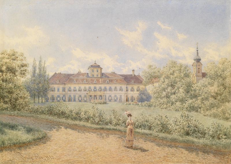 Arquitetura em Schloss de Franz Alt, óleo sobre tela, 1883