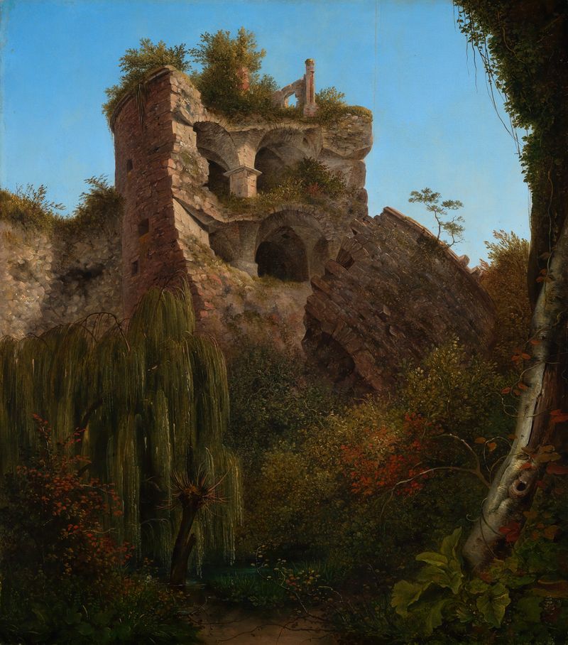 Der Gesprengte Turm des Heidelberger Schlosses, óleo sobre tela de Christian Philipp Köster