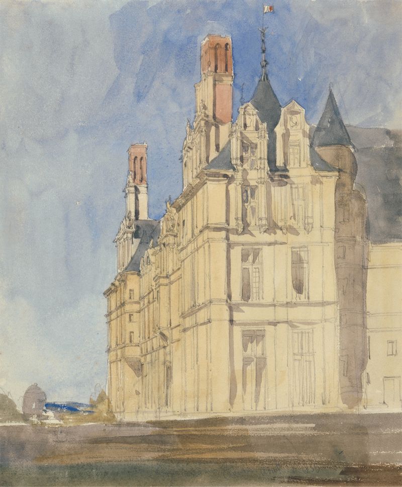 Landscape of Chateau d’Ecouen by William Callow, oil painting