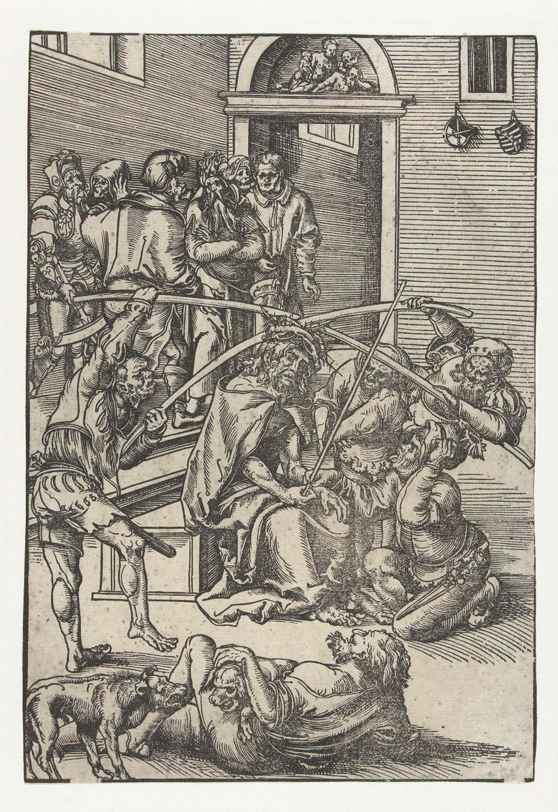 Doornenkroning by Lucas Cranach, paper medium, depicting Christ crowned with thorns