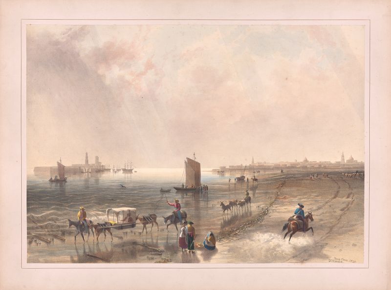 Engraving by Daniel Thomas Egerton depicting a sunset over mountains and valleys